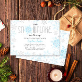 Winter Wonderland Baby Dusche Blue Silver Glitzer Einladung