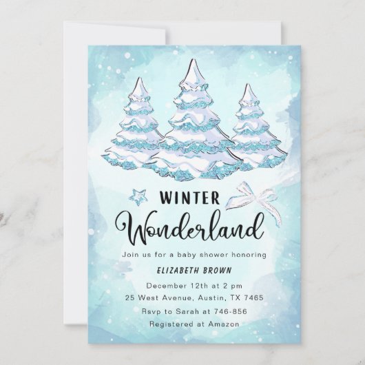 Winter Wonderland Baby Dusche Einladung (Vorderseite)