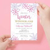 Winter Wonderland Baby Dusche Pink Girl Schneefloc Einladung