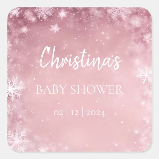 Winter Wonderland Baby Dusche Quadratischer Aufkleber (Vorderseite)