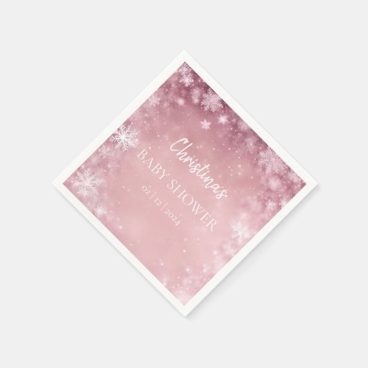 Winter Wonderland Baby Dusche Rosa Serviette (Ecke)