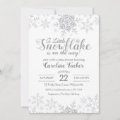 Winter Wonderland Baby Dusche Silberschneeflocken Einladung (Vorderseite)