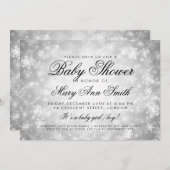 Winter Wonderland Baby Dusche Silver Einladung (Vorne/Hinten)