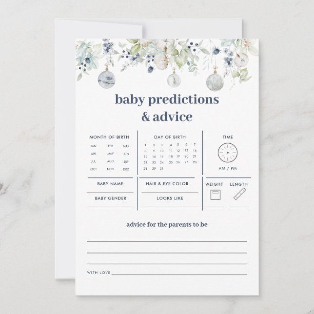 Winter Wonderland Baby Predictions and Advice Game (Vorderseite)