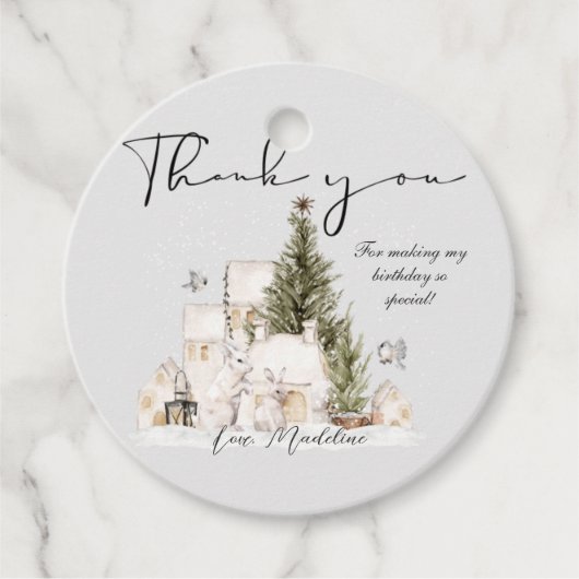 Winter Wonderland Baby Shower Circle Danke Tag Geschenkanhänger (Vorderseite)