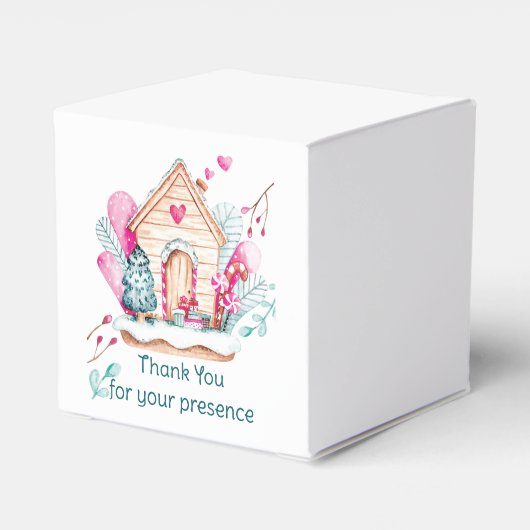 Winter Wonderland Baby Shower Geschenkschachtel (Rückseite)