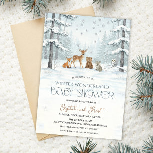 Winter Wonderland Baby Shower Waldtiere Einladung