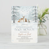 Winter Wonderland Baby Shower Woodland Baby Animal Einladung (Stehend Vorderseite)