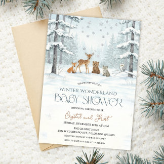 Winter Wonderland Baby Shower Woodland Baby Animal Einladung