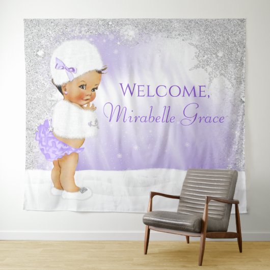 Winter Wonderland Babydusche Hintergrund Ethnic Gi Wandteppich (Beispiel (Horizontal))