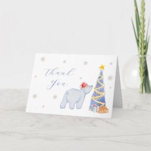 Winter Wonderland Babyparty mit Santa und Eisbär Dankeskarte