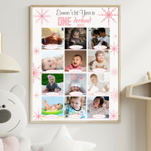 Winter Wonderland Baby's 1. Jahr Foto Collage