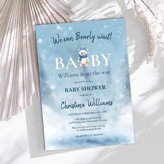Winter Wonderland Bärenjunge Babydusche Einladung