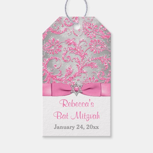 Winter Wonderland Bat Mitzvah Gefälligkeitstags -  Geschenkanhänger (Vorderseite)