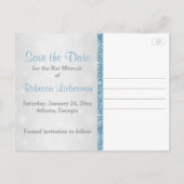 Winter Wonderland Bat Mitzvah Save the Date Karte (Rückseite)