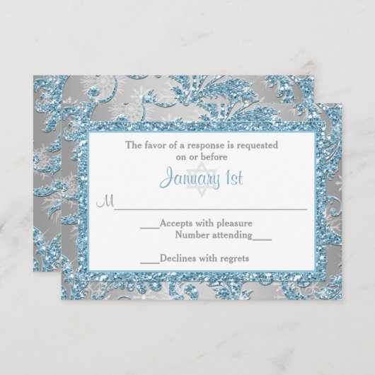 Winter Wonderland Bat Mitzvah UAWG 2 RSVP Karte (Vorne/Hinten)