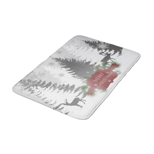 Winter Wonderland Bath Mat - Rot Badematte (Schrägansicht)