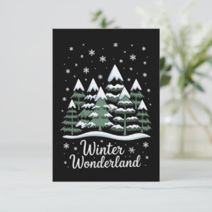 Winter Wonderland Bäume Weihnachten Familie Crew  Einladung