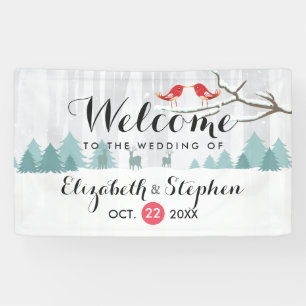 Winter Wonderland Birds & Rentier Wedding Banner