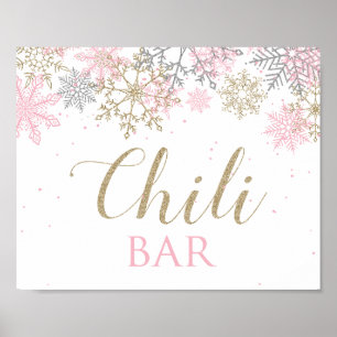Winter Wonderland Birthday Chili Bar Sign Poster
