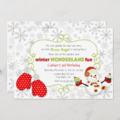 Winter Wonderland Birthday Einladung (Vorne/Hinten)