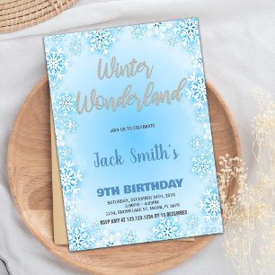 Winter Wonderland Birthday Einladungen Blau
