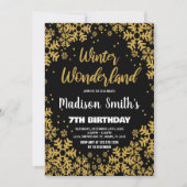 Winter Wonderland Birthday Einladungen Schwarzes G (Vorderseite)