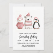 Winter Wonderland Birthday | Helles Pink Einladung (Vorderseite)