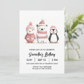 Winter Wonderland Birthday | Helles Pink Einladung (Stehend Vorderseite)