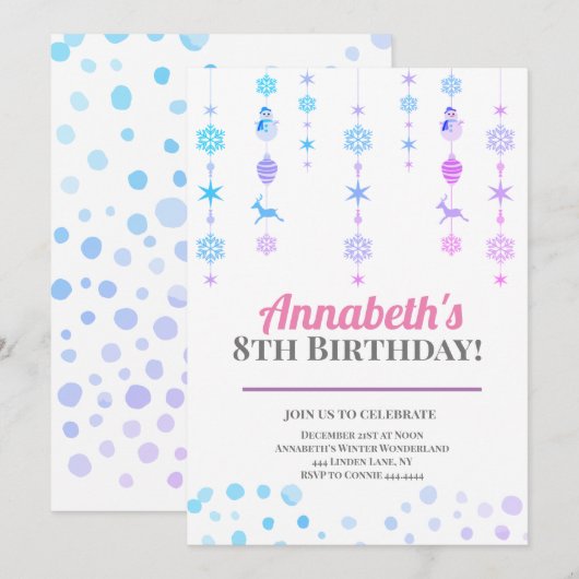 Winter Wonderland Birthday Party Einladung (Vorne/Hinten)