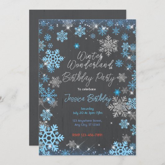 Winter Wonderland Birthday Party Einladung (Vorne/Hinten)