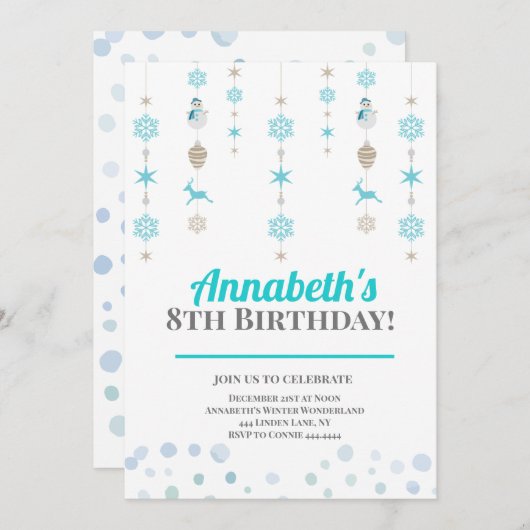 Winter Wonderland Birthday Party Einladung (Vorne/Hinten)