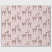 Winter Wonderland Birthday | Rosa und Hirsch Geschenkpapier (Flach)