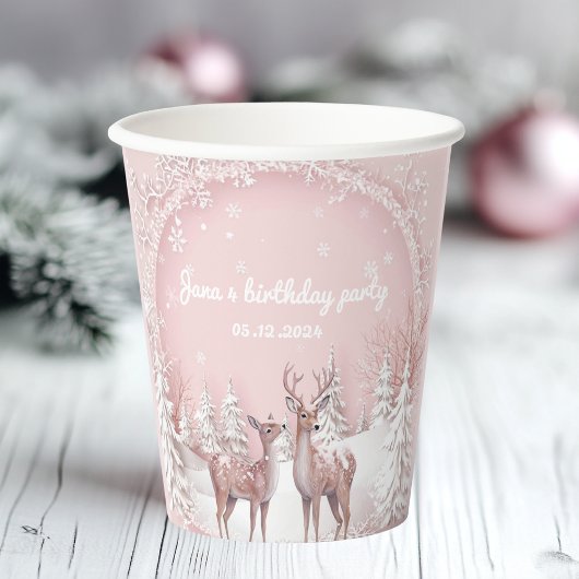 Winter Wonderland Birthday | Rosa und Hirsch Pappbecher