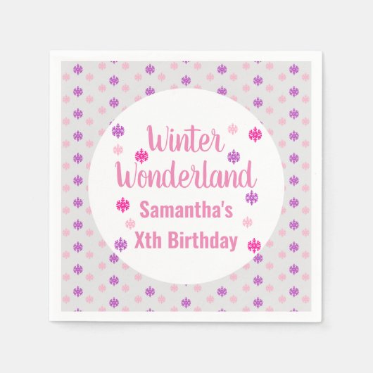 Winter Wonderland Birthday Serviette (Vorderseite)