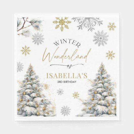 Winter Wonderland Birthday Serviette (Vorderseite)