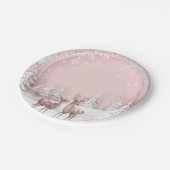 Winter Wonderland Birthday Teller | Rosa und Hirsc (Schrägansicht)