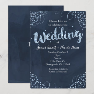 Winter Wonderland Blau & Einfache Hochzeitseinladu Einladung
