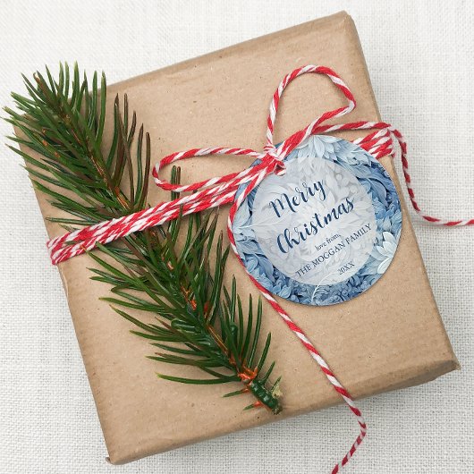 Winter Wonderland Blau frostiges Muster Geschenkanhänger