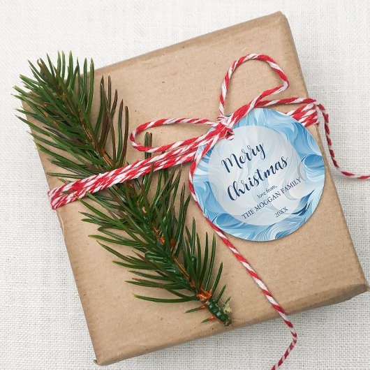 Winter Wonderland Blau frostiges Muster Geschenkanhänger