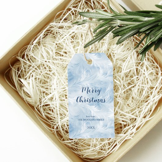 Winter Wonderland Blau frostiges Muster Geschenkanhänger