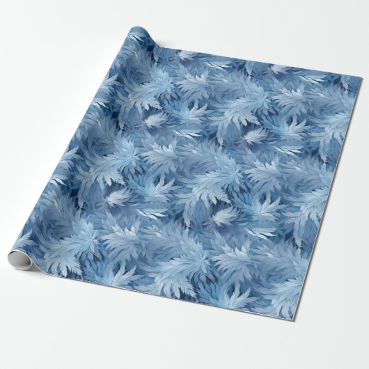 Winter Wonderland Blau frostiges Muster Geschenkpapier (Ungerollt)