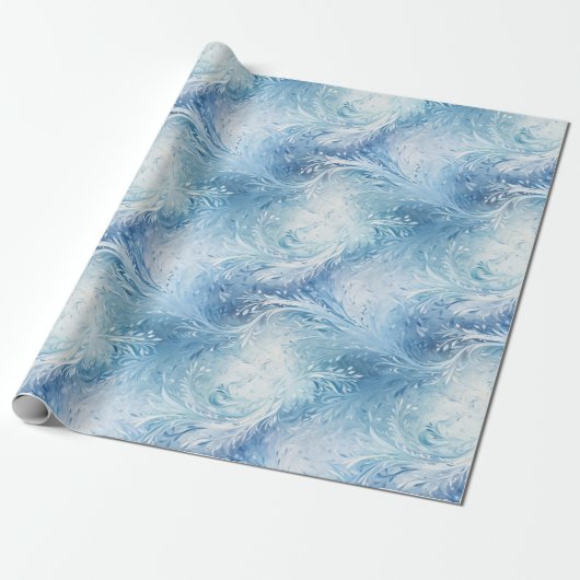 Winter Wonderland Blau frostiges Muster Geschenkpapier (Ungerollt)