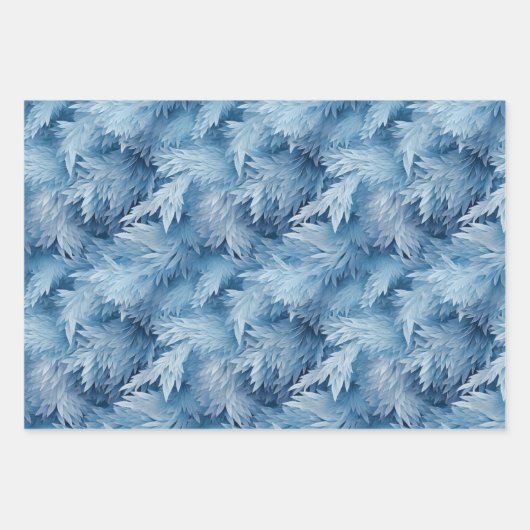 Winter Wonderland Blau frostiges Muster Geschenkpapier Set (Vorderseite)