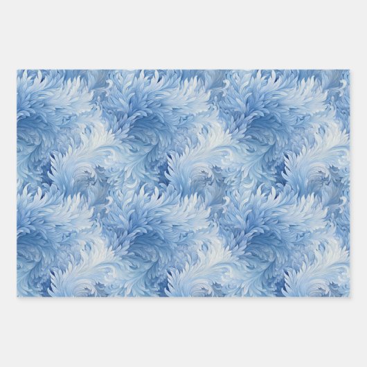 Winter Wonderland Blau frostiges Muster Geschenkpapier Set (Vorderseite)