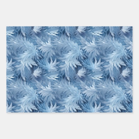 Winter Wonderland Blau frostiges Muster Geschenkpapier Set (Vorderseite 2)