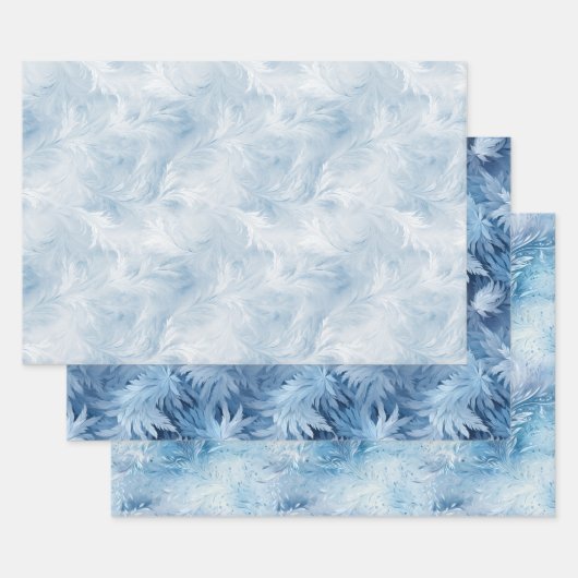 Winter Wonderland Blau frostiges Muster Geschenkpapier Set (Set)