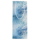 Winter Wonderland Blau frostiges Muster Geschenktüte Für Weinflaschen (Rückseite)
