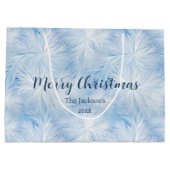 Winter Wonderland Blau frostiges Muster Große Geschenktüte (Rückseite)