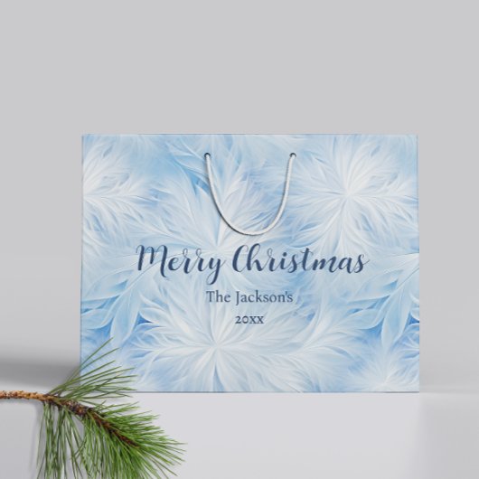 Winter Wonderland Blau frostiges Muster Große Geschenktüte